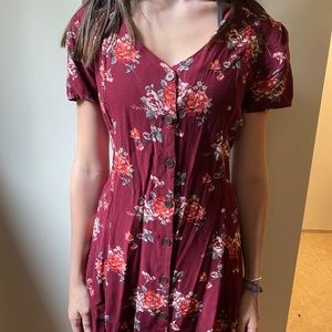 Red Floral printed dress